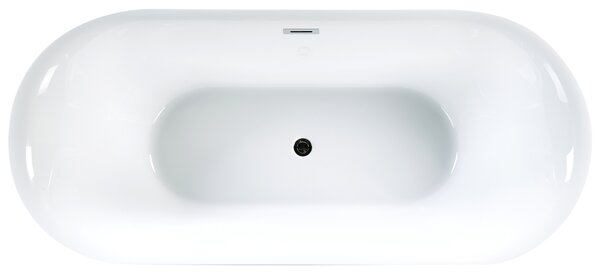 Voľne stojaca vaňa biela akrylát 170 x 80 cm lesklý povrch oválny tvar moderný štýl kúpeľňa