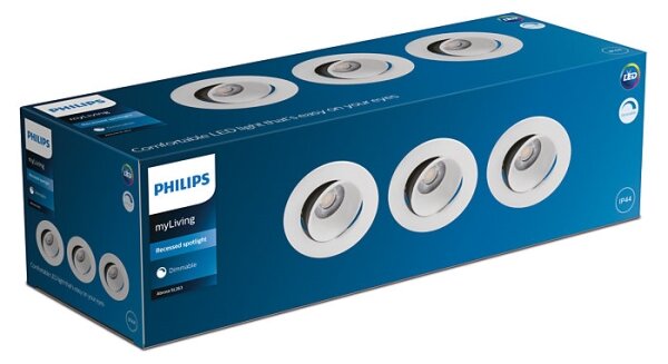 Philips - SADA 3x LED Stmievateľné kúpeľňové svietidlo ABROSA LED/9W/230V IP44