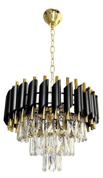 Luster na reťazi CRISTAL 5xE14/40W/230V zlatá/čierna