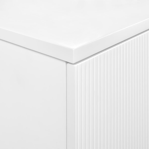 Kúpeľňová skrinka biela MDF 60 x 52 cm nástenná závesná drážkovaná predná časť úložný priestor 2 zásuvky pod umývadlo moderný štýl
