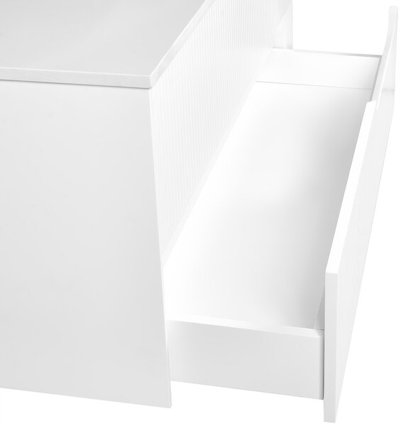 Kúpeľňová skrinka biela MDF 60 x 52 cm nástenná závesná drážkovaná predná časť úložný priestor 2 zásuvky pod umývadlo moderný štýl