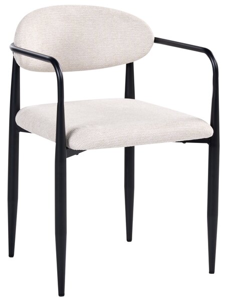 Sada 2 jedálenských stoličiek svetlobéžová polyesterové čalúnenie kovový rám štýl mid-century modern