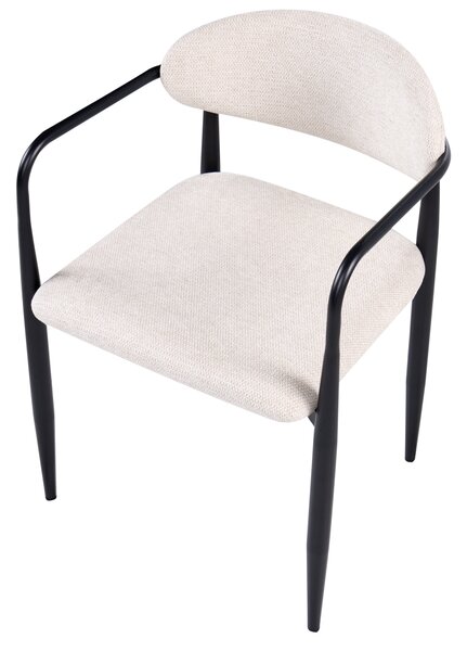 Sada 2 jedálenských stoličiek svetlobéžová polyesterové čalúnenie kovový rám štýl mid-century modern