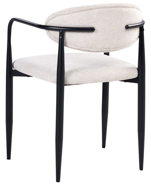 Sada 2 jedálenských stoličiek svetlobéžová polyesterové čalúnenie kovový rám štýl mid-century modern