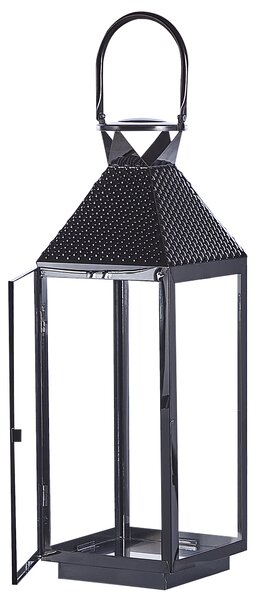 Lampáš čierny kovový nehrdzavejúca oceľ 54 cm na sviečku minimalistický dizajn dekoratívne doplnky