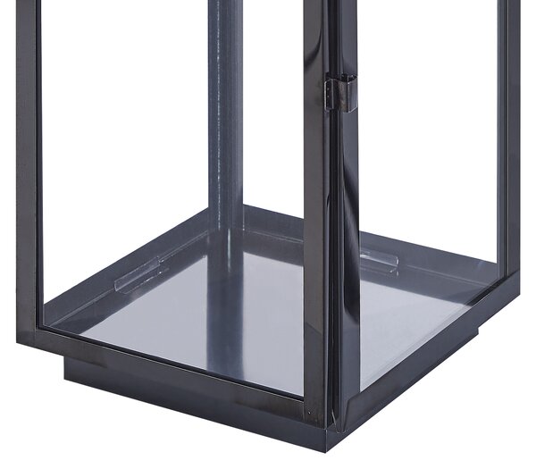 Lampáš čierny kovový nehrdzavejúca oceľ 54 cm na sviečku minimalistický dizajn dekoratívne doplnky