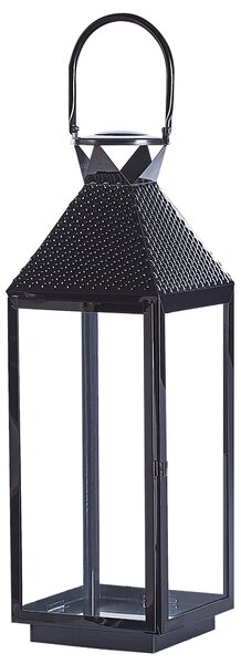 Lampáš čierny kovový nehrdzavejúca oceľ 54 cm na sviečku minimalistický dizajn dekoratívne doplnky