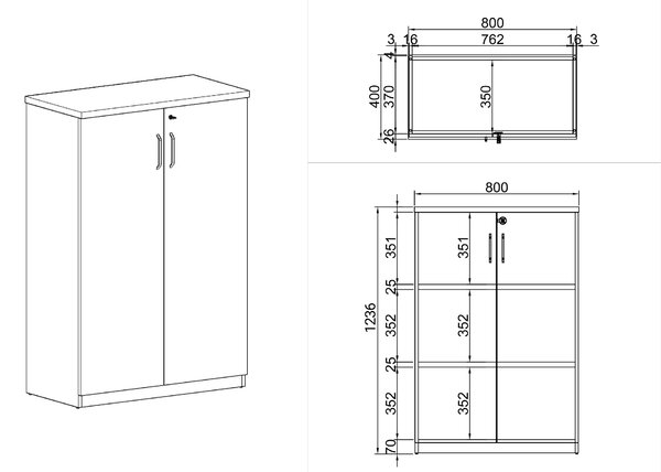 Kancelárska skriňa ARRISTO LUX, 800 x 400 x 1236 mm, breza
