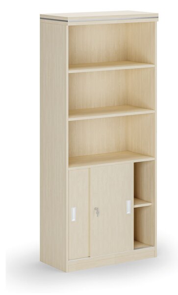Kombinovaná kancelárska skriňa ARRISTO LUX, zasúvacie dvere, 800 x 400 x 1836 mm, breza