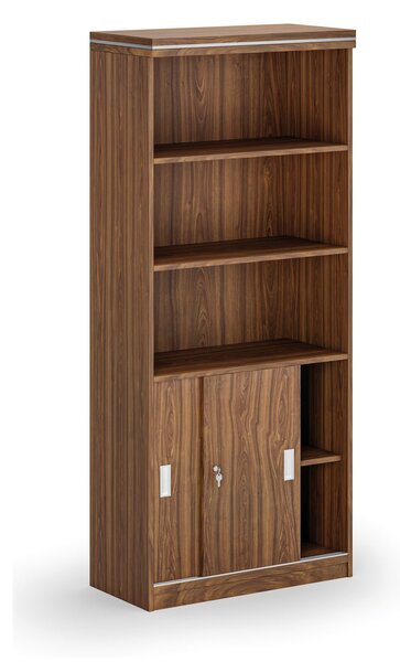 Kombinovaná kancelárska skriňa ARRISTO LUX, zasúvacie dvere, 800 x 400 x 1836 mm, orech