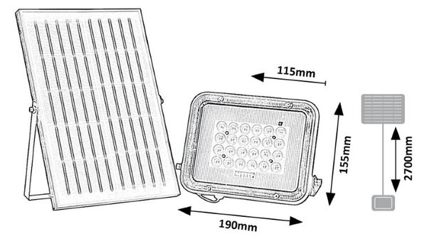RABALUX 77141 Melk solárne nástenné svietidlo/reflektor LED 6,5W/1000lm 3000+4000+6500K IP65 čierna
