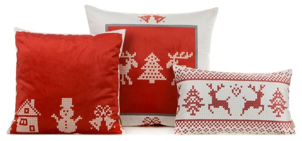 VIANOČNÁ DEKORAČNÁ OBLIEČKA NA VANKÚŠ NOEL 1KS 45X45 CM ČERVENÁ
