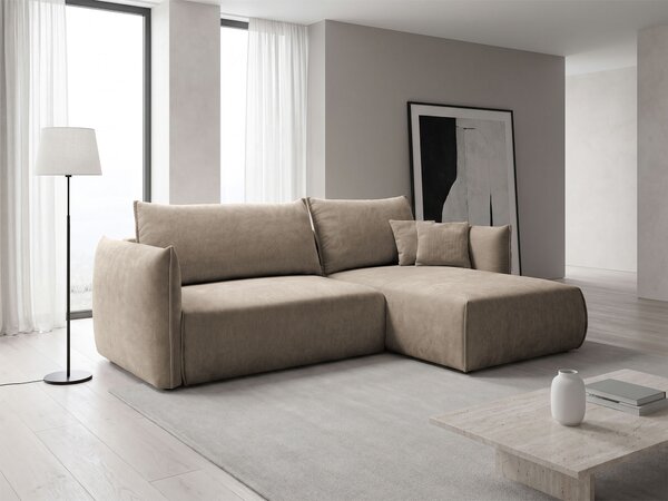 Rohová rozkladacia sedačka s úložným priestorom Rossano - studená hnedá Strana: Ľavá