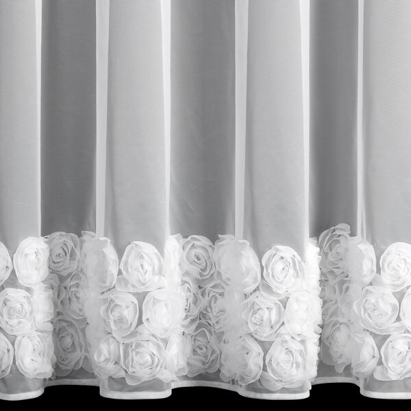ZÁCLONA NA KRÚŽKOCH EVA MINGE ROSES4 350X160 CM BIELA