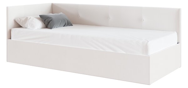 Čalúnená posteľ s bočným čelom Eddy 90x200 - biela