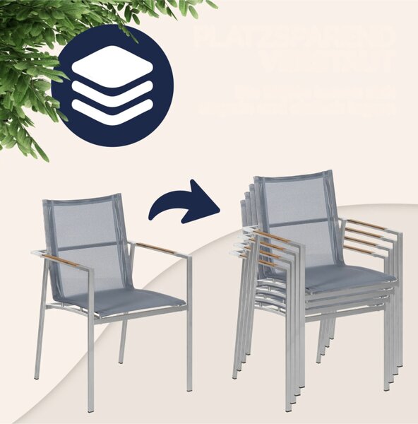 DB Garden Sada 4 ks záhradných stoličiek Monzu sivá