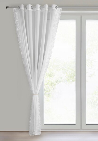 ZÁCLONA NA KRÚŽKOCH LUISA 140X250 CM BIELA