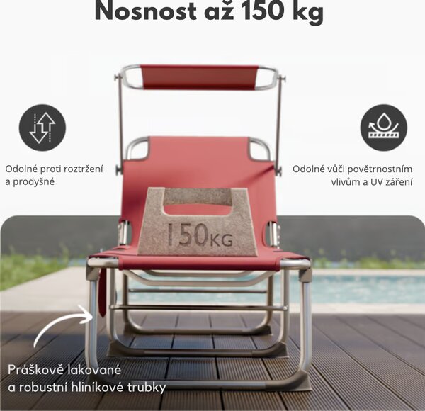 DB Garden Skladacie záhradné ležadlo Beil červené