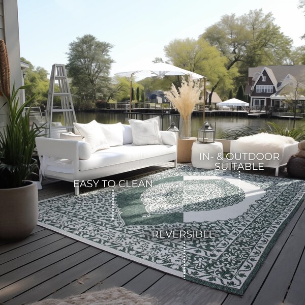 ELLE Decoration , Kusový koberec Gemini 106025 Green z kolekcie Elle – na von aj na doma, 160x230, zelená, chodba / predsieň