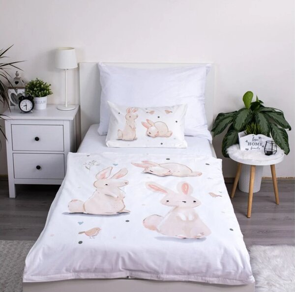 Bavlnené obliečky do postieľky BUNNIES biele Rozmer obliečky: 40 x 60 cm | 100 x 135 cm