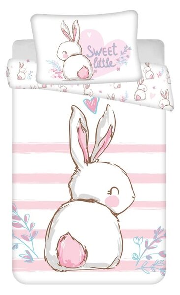 Bavlnené obliečky do postieľky BUNNY SWEET biele Rozmer obliečky: 40 x 60 cm | 100 x 135 cm