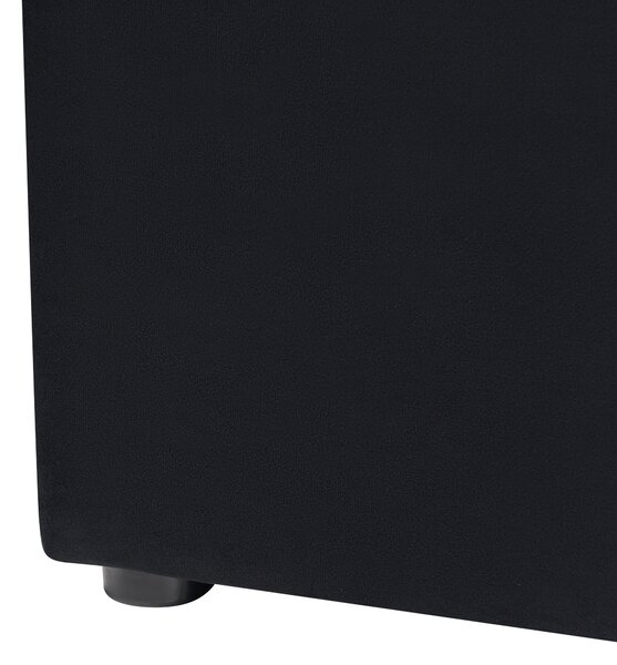 Posteľ s úložným priestorom čierna zamatové čalúnenie 140 x 200 cm prešívané čelo lamelový rošt glamour dizajn
