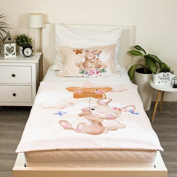 Bavlnené obliečky do postieľky BUNNY STAR béžové Rozmer obliečky: 40 x 60 cm | 100 x 135 cm