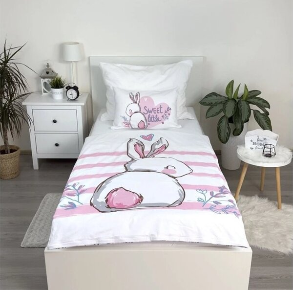 Bavlnené obliečky do postieľky BUNNY SWEET biele Rozmer obliečky: 40 x 60 cm | 100 x 135 cm
