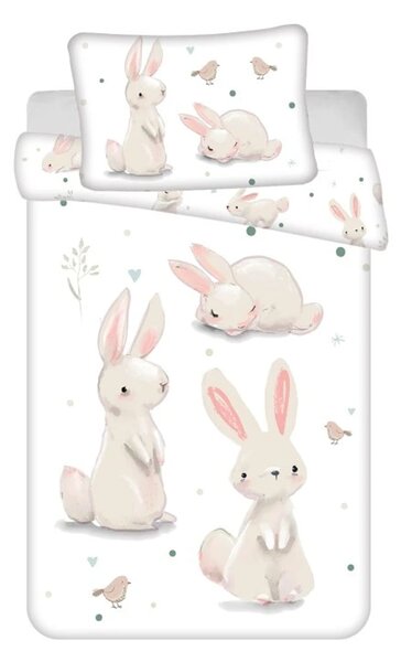 Bavlnené obliečky do postieľky BUNNIES biele Rozmer obliečky: 40 x 60 cm | 100 x 135 cm