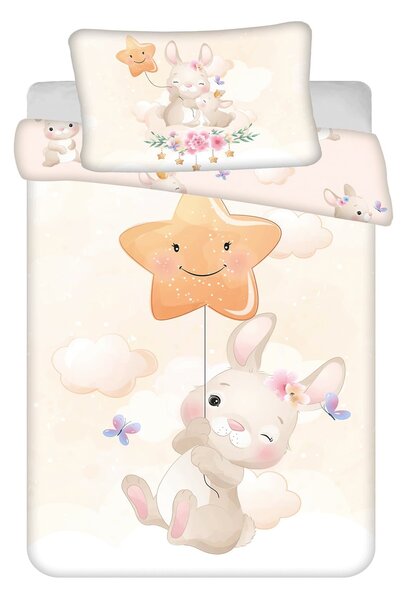 Bavlnené obliečky do postieľky BUNNY STAR béžové Rozmer obliečky: 40 x 60 cm | 100 x 135 cm