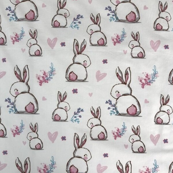 Bavlnené obliečky do postieľky BUNNY SWEET biele Rozmer obliečky: 40 x 60 cm | 100 x 135 cm