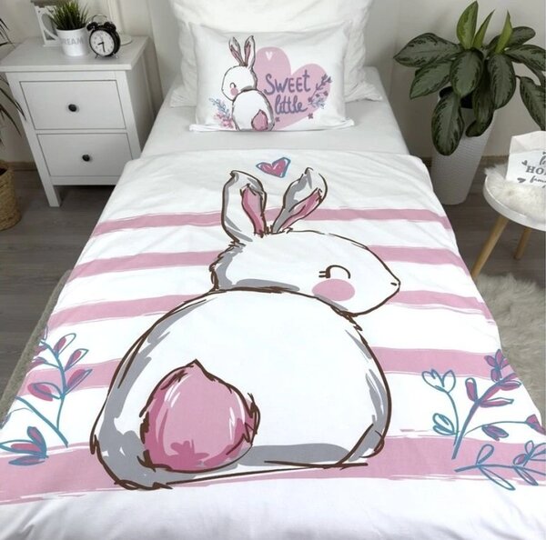 Bavlnené obliečky do postieľky BUNNY SWEET biele Rozmer obliečky: 40 x 60 cm | 100 x 135 cm