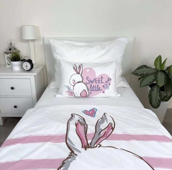 Bavlnené obliečky do postieľky BUNNY SWEET biele Rozmer obliečky: 40 x 60 cm | 100 x 135 cm