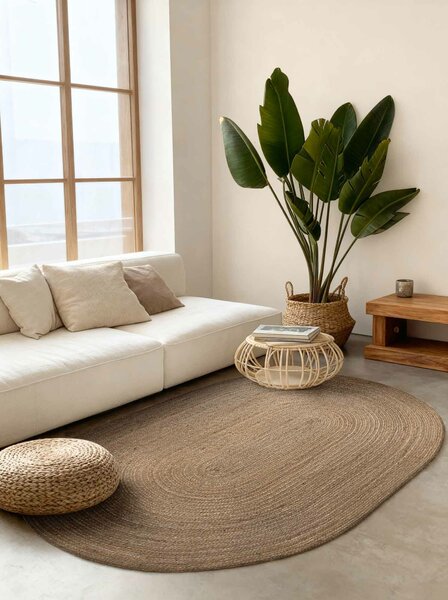 Hanse Home, Kusový koberec Jute Braided 106006 Grey Brown ovál, 160x230 ovál, hnedá, chodba / predsieň