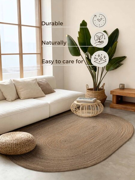 Hanse Home, Kusový koberec Jute Braided 106006 Grey Brown ovál, 160x230 ovál, hnedá, chodba / predsieň