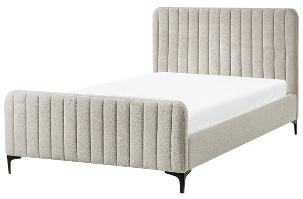 Posteľ béžové buklé čalúnenie 120 x 200 cm prešívané čelo kovové nohy lamelový rošt moderný dizajn spálňa