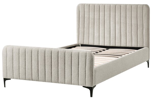 Posteľ béžové buklé čalúnenie 120 x 200 cm prešívané čelo kovové nohy lamelový rošt moderný dizajn spálňa