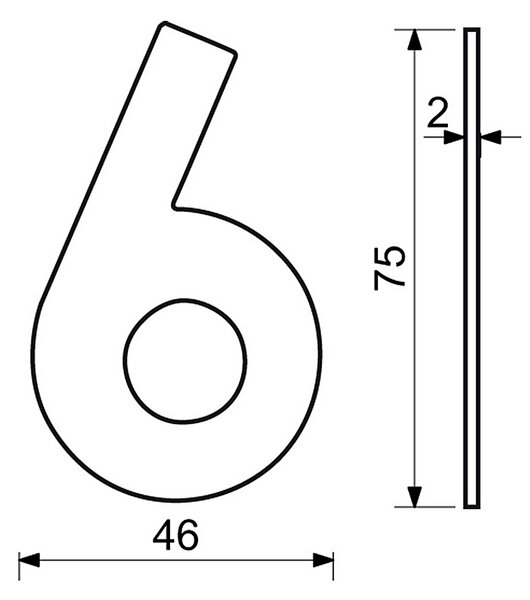 Domová číslica RICHTER RN.75L (matná meď), číslice 0, RICHTER Meď