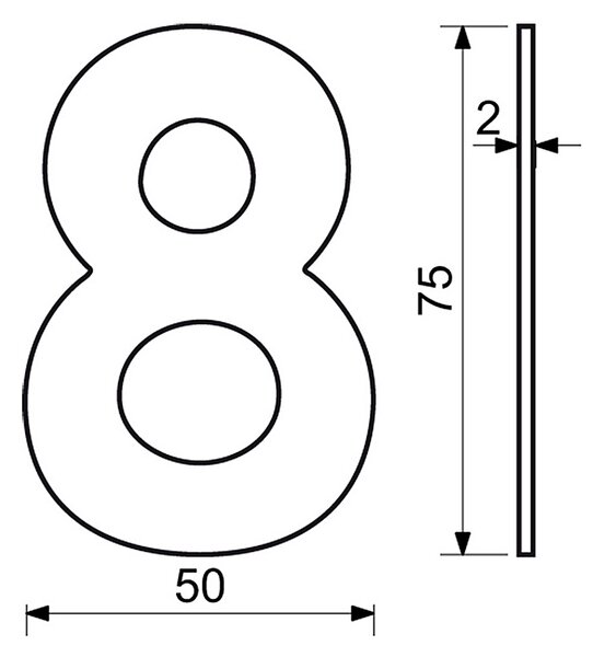 Domová číslica RICHTER RN.75L (matná meď), číslice 0, RICHTER Meď