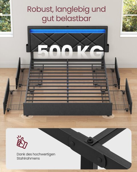 Manželská posteľ s LED osvetlením 180 cm RMB825GN02
