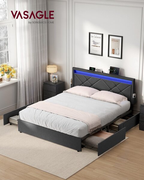 Manželská posteľ s LED osvetlením 180 cm RMB825GN02