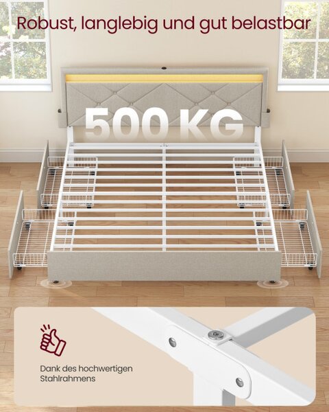 Manželská postel s LED osvetlením 160 cm RMB828LH01