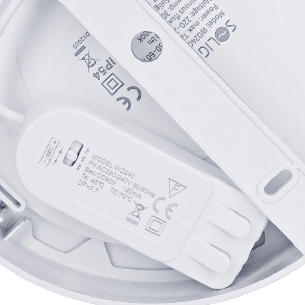 Solight WD240-S - LED panel 2v1 LED/12W/230V 3000/4000/6000K priemer 17 cm IP54 strieborný