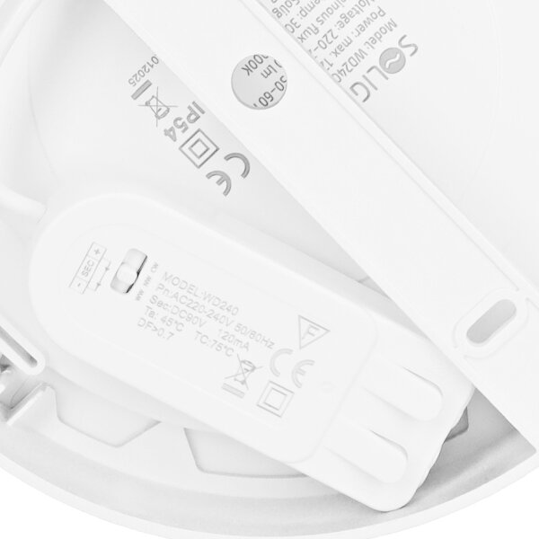 Solight WD240-W - LED panel 2v1 LED/12W/230V 3000/4000/6000K, priemer 17 cm, IP54, biela