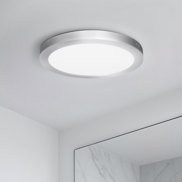 Solight WD242-S - LED panel 2v1 18W/230V 3000/4000/6000K priemer 22,5 cm IP54 strieborný
