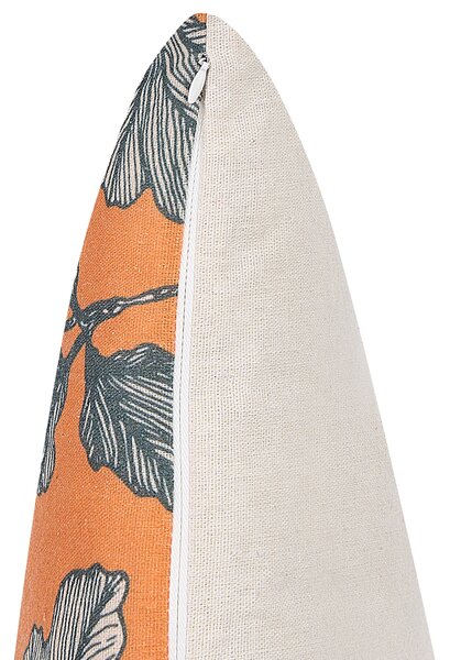 Sada 2 dekoratívnych vankúšov oranžová čierna bavlna ľan polyester 45 x 45 cm vzor listov moderná tradičná obývacia izba