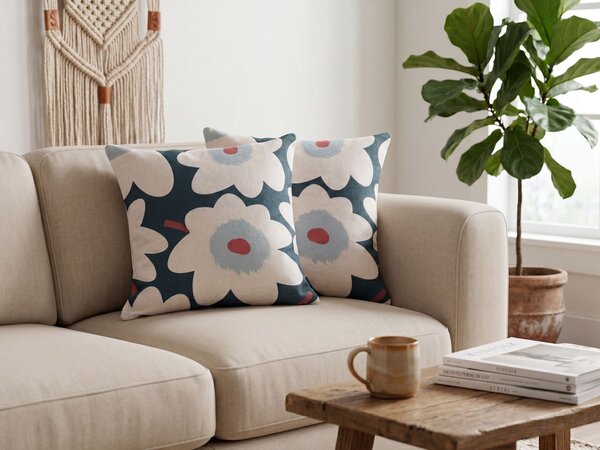 Sada 2 dekoratívnych vankúšov viacfarebná bavlna ľan polyester 45 x 45 cm snímateľné obliečky so zipsom moderná tradičná obývačka