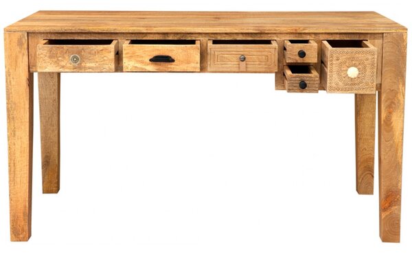 Písací stôl Manu 135x76x60 indický masív mango