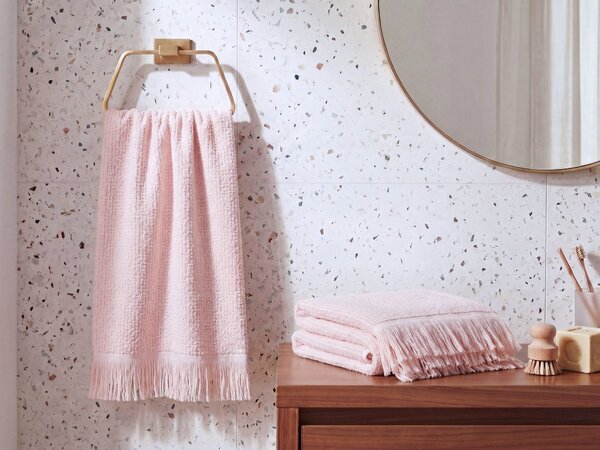 Sada 2 uterákov ružová bavlna polyester froté uteráky 100 x 150 cm doplnky do kúpeľne