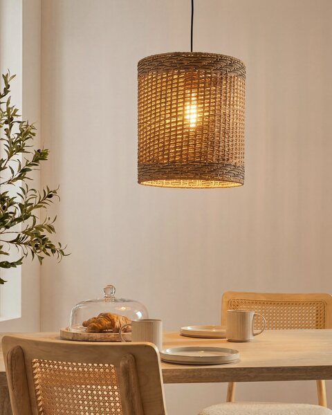 Závesná lampa prírodná s tienidlom z papierového lana boho závesné svietidlo do interiéru